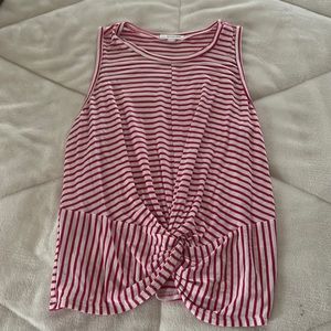 Pink and White Striped Tank Top